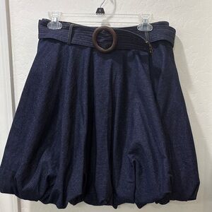 Denim Blue Skirt with Belt